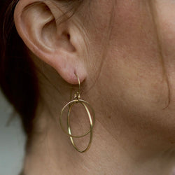 Short kinetic hoop within hoops drop earrings