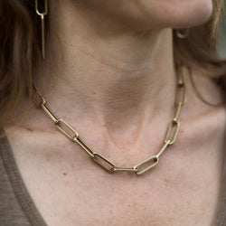 Brass paperclip chain necklace