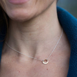 Simple brass hoop necklace with sterling chain