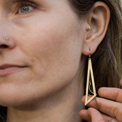Brass moon dangle earrings