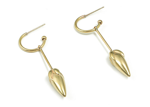 Brass bud dangle hoop studs