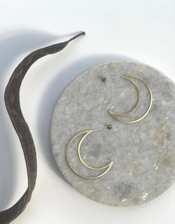 Large crescent hoops studs