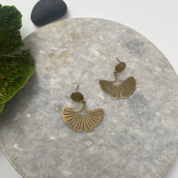 Brass gingko studs