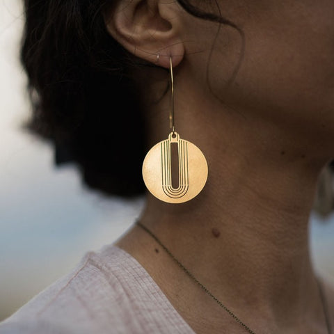 Modern circle drop earring