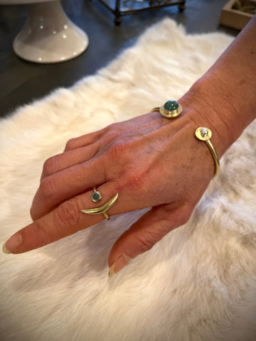 Adjustable Aventurine moon ring