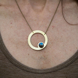 Offset Labradorite circle necklace