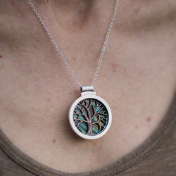 Silver and brass Tree of Life necklace