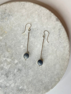 Sterling silver drop earrings with stone