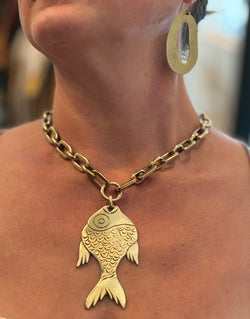Solid Brass Fish on Chunky Chain