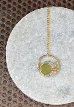 Olive Jade kinetic brass necklace