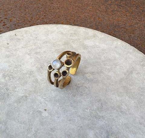 Moonstone circle cast ring