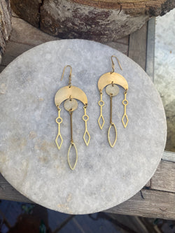 Diamond and Marque brass earrings