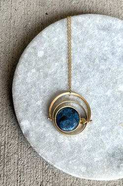 Blue Larvikite kinetic necklace