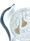 Brass machete earrings with long silver hook