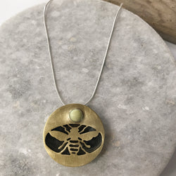 Save the Bees!! Cutout necklace with serpentine
