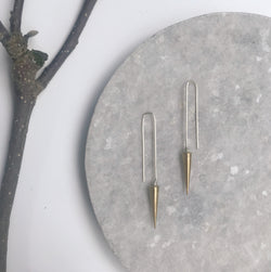 Brass cone drop earrings