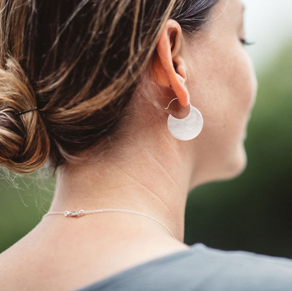Sterling silver disc earrings discount