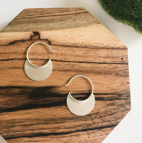 Small silver disc hoops